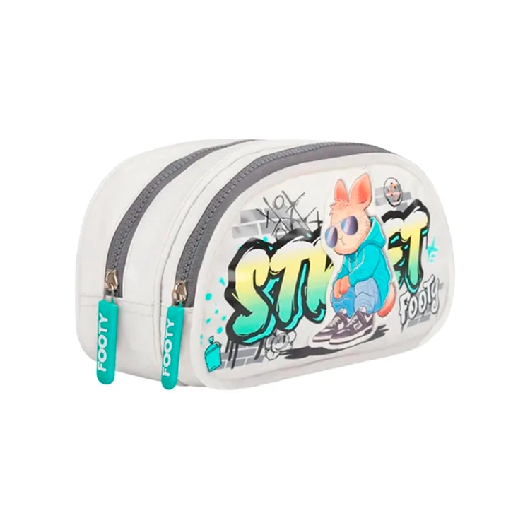 Cartuchera Escolar Footy 2026 Street Style Blanca 2 cierres Art.F264040